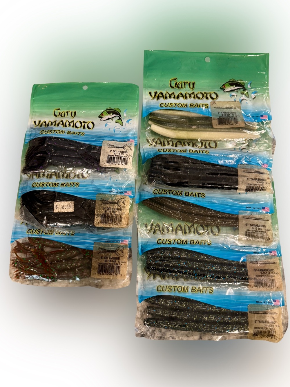 Gary Yamamoto Senko & Double Tail Grub Soft Plastic Fishing Bait Lot Used